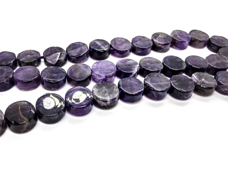 Бусины Аметист темный гладкий глянцевый размер 10*5мм натуральный камень Фиолетовый